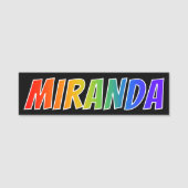 名"MIRANDA": おもしろいの虹の着色 名札 (正面)