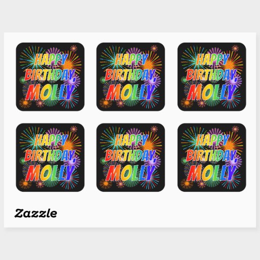 名「MOLLY」、おもしろい「ハッピーバースデー」 スクエアシール (シート)