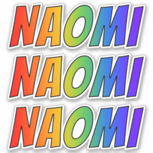名「NAOMI」(おもしろいレインボーカラーリング付き) シール