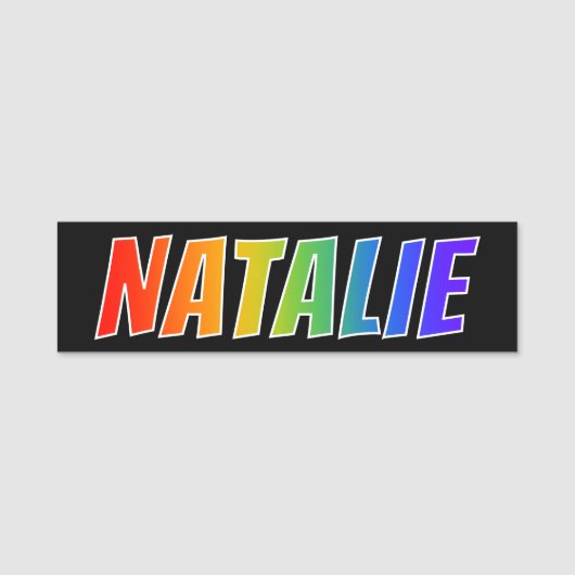名"NATALIE": おもしろいの虹の着色 名札 (正面)