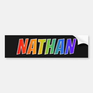 名"NATHAN": おもしろいの虹の着色 バンパーステッカー
