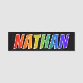 名"NATHAN": おもしろいの虹の着色 名札 (正面)