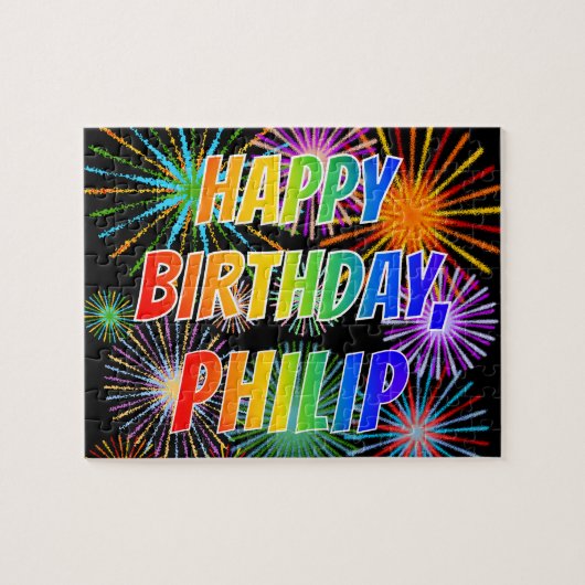 名「PHILIP」、おもしろい「ハッピーバースデー」 ジグソーパズル (横)