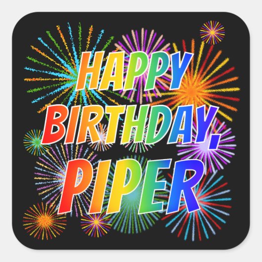 名「PIPER」、おもしろい「ハッピーバースデー」 スクエアシール (正面)