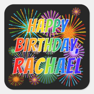 名「RACHAEL」、おもしろい「ハッピーバースデー」 スクエアシール