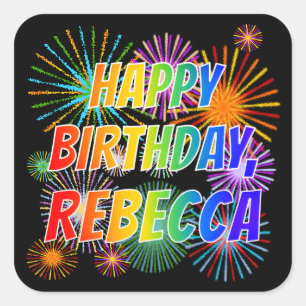 名「REBECCA」、おもしろい「ハッピーバースデー」 スクエアシール