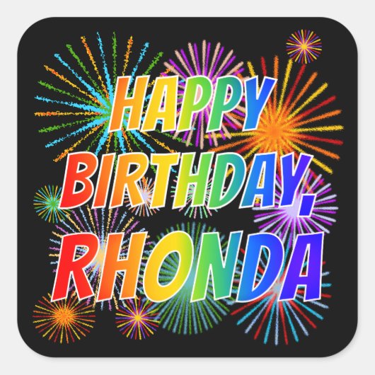 名「RHONDA」、おもしろい「ハッピーバースデー」 スクエアシール (正面)