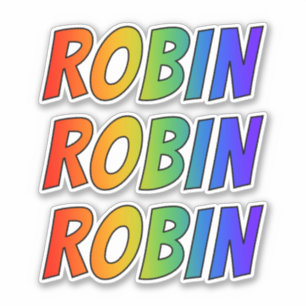 名「ROBIN」(おもしろいレインボーカラーリング付き) シール