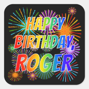 名「ROGER」、おもしろい「ハッピーバースデー」 スクエアシール