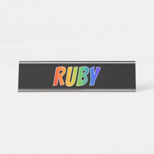 名「RUBY」:おもしろいレインボーカラー デスクネームプレート (正面)