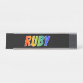 名「RUBY」:おもしろいレインボーカラー デスクネームプレート (正面)