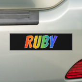 名「RUBY」:おもしろいレインボーカラー バンパーステッカー (車上)