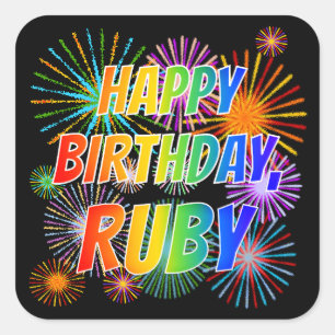 名「RUBY」、おもしろい「ハッピーバースデー」 スクエアシール