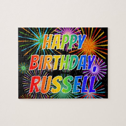 名「RUSSELL」、おもしろい「ハッピーバースデー」 ジグソーパズル (横)