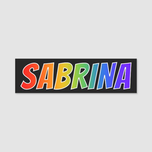 名"SABRINA": おもしろいの虹の着色 名札 (正面)