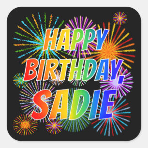 名「SADIE」、おもしろい「ハッピーバースデー」 スクエアシール