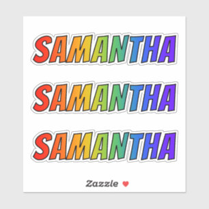 名「SAMANTHA」(おもしろいレインボーカラーリング付き) シール