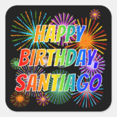 名「SANTIAGO」、おもしろい「ハッピーバースデー」 スクエアシール (正面)