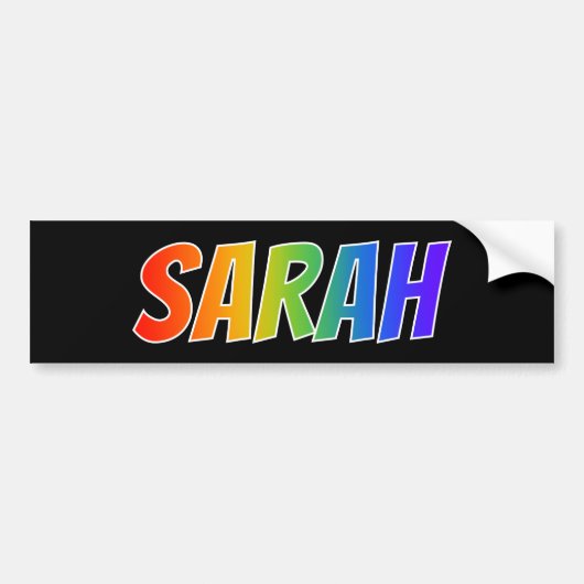 名「SARAH」:おもしろいレインボーカラーリング バンパーステッカー (正面)