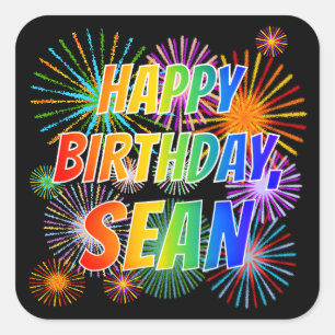 名「SEAN」、おもしろい「ハッピーバースデー」 スクエアシール
