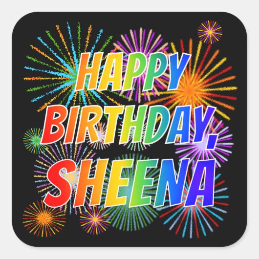 名「SHEENA」、おもしろい「ハッピーバースデー」 スクエアシール (正面)