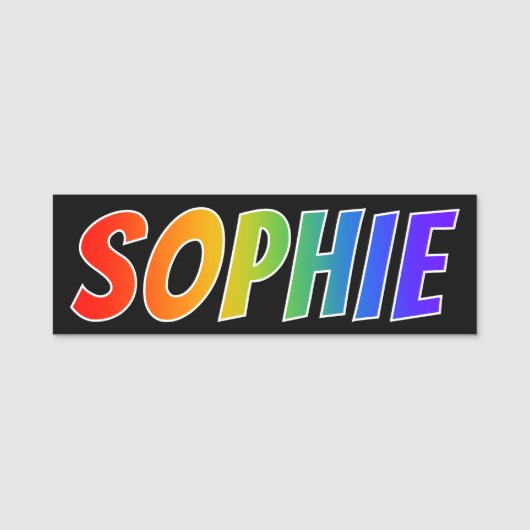 名"SOPHIE": おもしろいの虹の着色 名札 (正面)