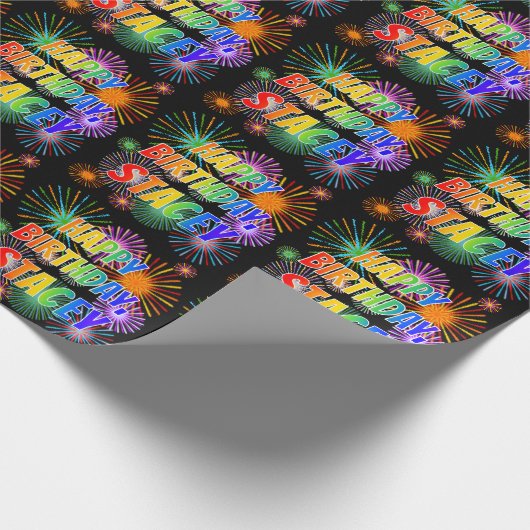 名「STACEY」、おもしろい「ハッピーバースデー」 ラッピングペーパー (角)