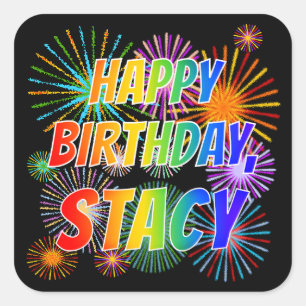 名「STACY」、おもしろい「ハッピーバースデー」 スクエアシール