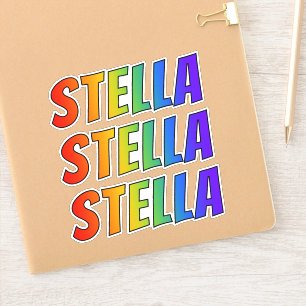 名「STELLA」 (おもしろいレインボーカラーリング付き) シール