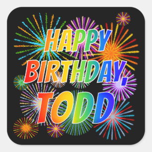 名「TODD」、おもしろい「ハッピーバースデー」 スクエアシール