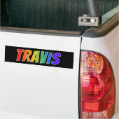 名"TRAVIS": おもしろいの虹の着色 バンパーステッカー (トラック上)