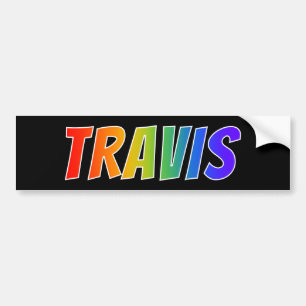 名"TRAVIS": おもしろいの虹の着色 バンパーステッカー