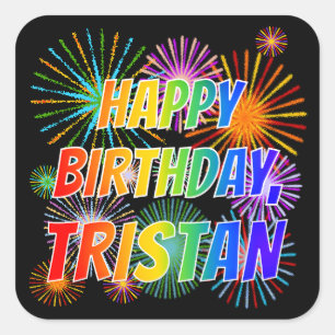 名「TRISTAN」、おもしろい「ハッピーバースデー」 スクエアシール