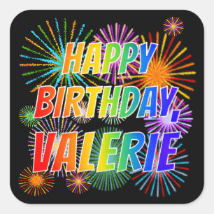 名「VALERIE」、おもしろい「ハッピーバースデー」 スクエアシール