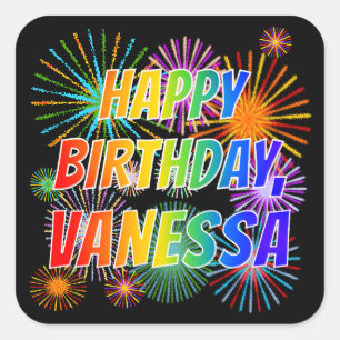 名「VANESSA」、おもしろい「ハッピーバースデー」 スクエアシール