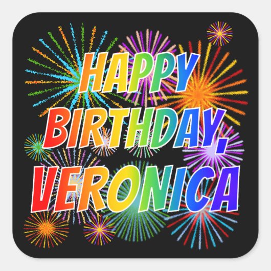 名「VERONICA」、おもしろい「ハッピーバースデー」 スクエアシール (正面)