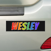 名"WESLEY": おもしろいの虹の着色 バンパーステッカー (車上)