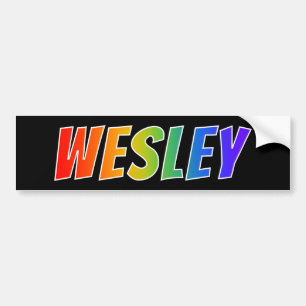 名"WESLEY": おもしろいの虹の着色 バンパーステッカー