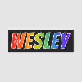 名"WESLEY": おもしろいの虹の着色 名札 (正面)