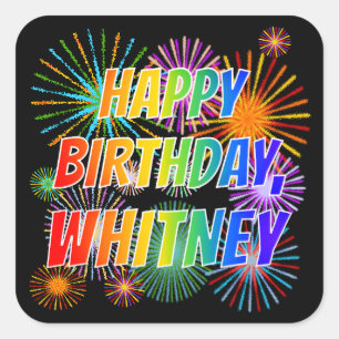 名「WHITNEY」、おもしろい「ハッピーバースデー」 スクエアシール