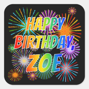 名「ZOE」、おもしろい「ハッピーバースデー」 スクエアシール