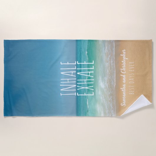 吐き出しますカリブのビーチの楽園の記憶を吸い込んで下さい ビーチタオル (正面)