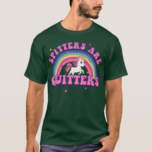 吐く人はやめる人 ユニコーン ジョークTシャツ Tシャツ (正面)