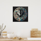 向かい合う二頭の馬頭 ポスター (キッチン)