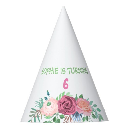 「向きを変えている+数値」カスタマイズフローラ パーティーハット (正面)