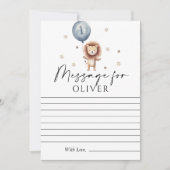 向けたワイルドワンライオンバルーンファースト誕生日メッセージ カード (正面)