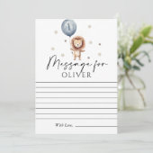 向けたワイルドワンライオンバルーンファースト誕生日メッセージ カード (スタンド正面)