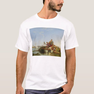 向こう彼のイーゼルおよび船積みの芸術家、1894年(油 Tシャツ