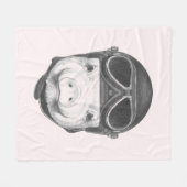 向こう見ずのブタ フリースブランケット (正面(横))