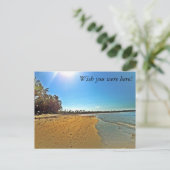 君がここにいたら!砂色のビーチはがき ポストカード (スタンド正面)